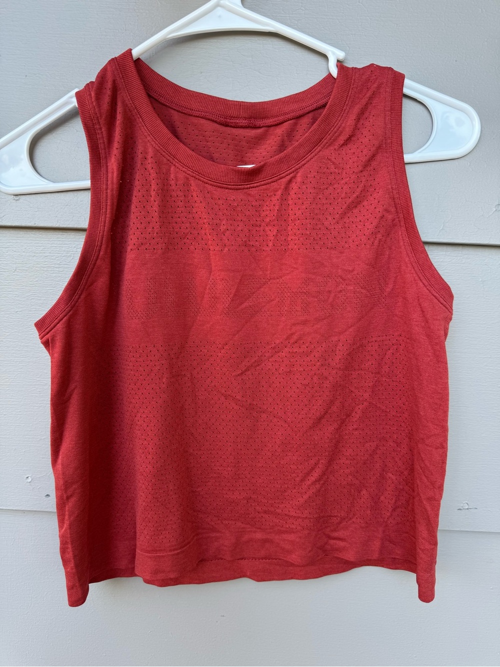 lululemon athletica Red Sleeveless Mesh Tank fits like a medium
